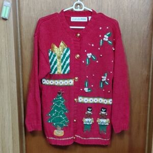 Vintage Ugly Christmas Cardigan Holiday Sweater Toy Soldier